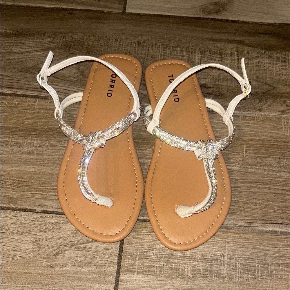 Torrid White and Silver Strappy Sandals